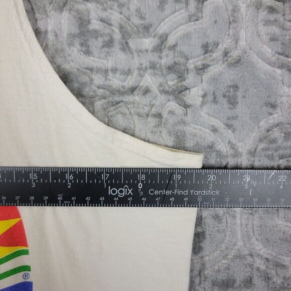 Vintage Earth Day Concert Shirt Men's Large White Tank Top 1990 90's Distressed - Picture 8 of 11